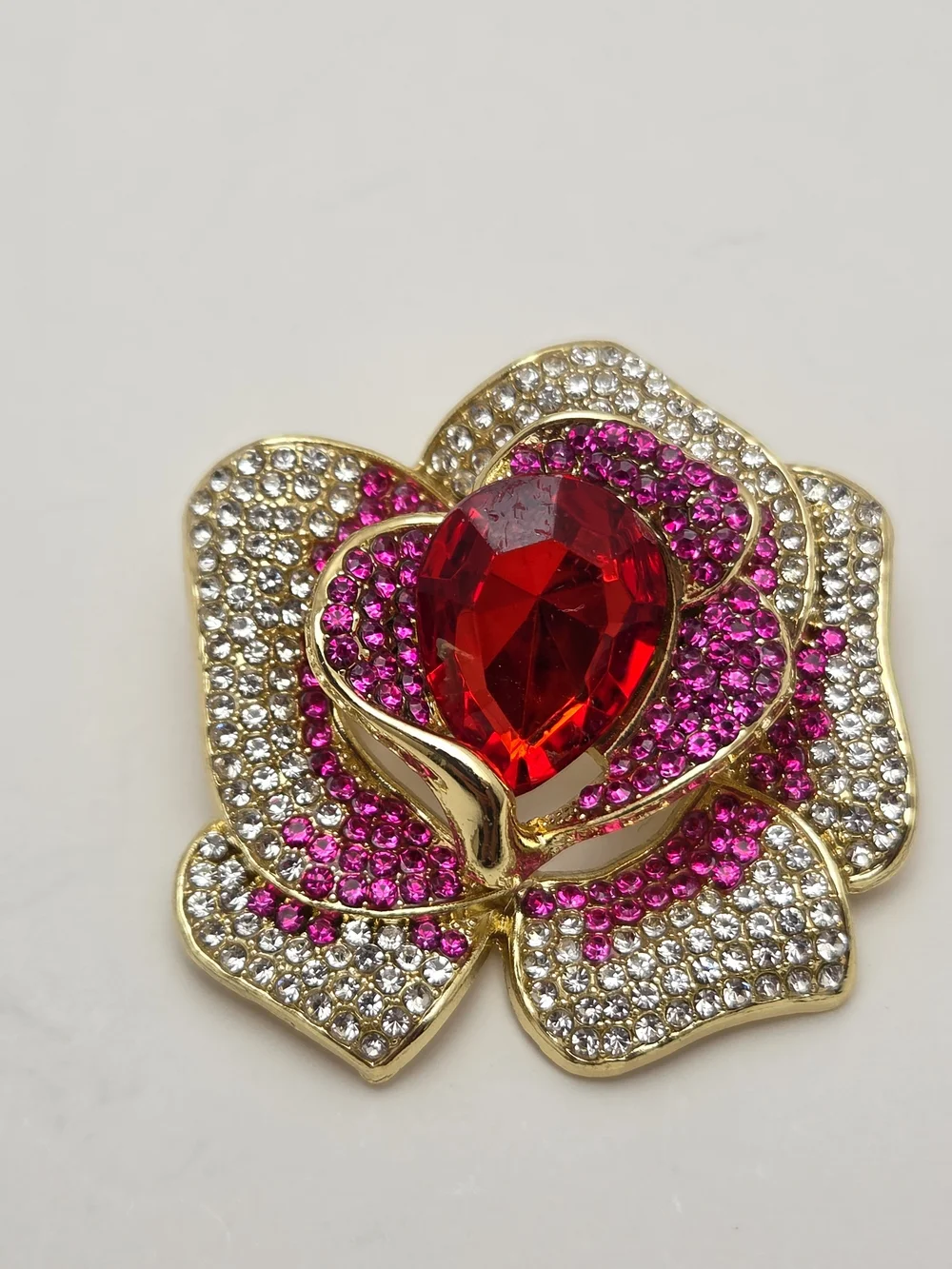 Jewel Tone Brooch & Pendant Set • Purple Fruit, Blue Starfish, Red Rose Trio